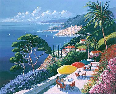 Kerry Hallam Handsigned & Numbered Limited Edition Serigraph on Paper:"Grande Corniche "