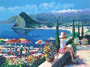 Kerry Hallam Handsigned & Numbered Limited Edition Serigraph on Paper:"Lugano "