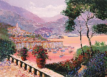 Kerry Hallam Handsigned & Numbered Limited Edition Serigraph:"Portofino Evening "