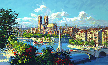 Kerry Hallam Limited Edition Hand-Pulled Serigraph: " Notre Dame a la Tournelle "