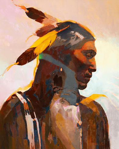 R. Tom Gilleon Artist Signed and Numbered Limited Edition Canvas Giclee:"Yellow Feather"