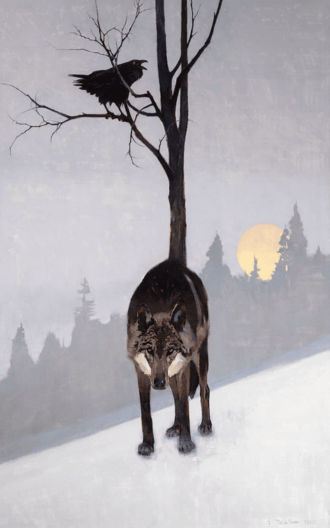 R. Tom Gilleon Artist Signed and Numbered Limited Edition Canvas Giclee:"Black Wolf "