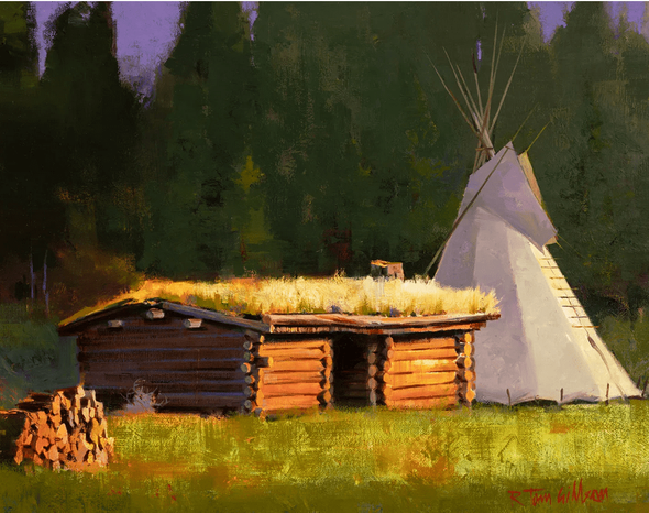 R. Tom Gilleon Artist Signed and Numbered Limited Edition Canvas Giclee:"Jake Hoover's Cabin"