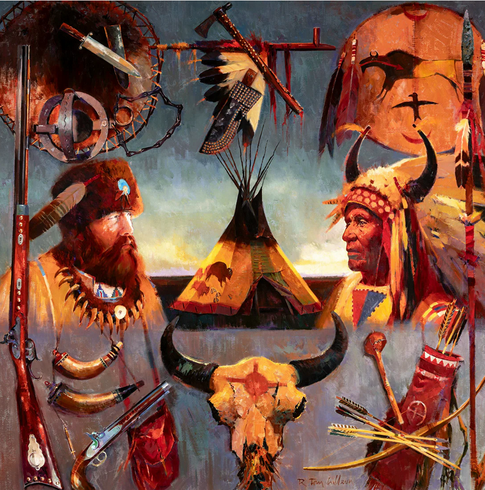 R. Tom Gilleon Artist Signed and Numbered Limited Edition Canvas Giclee:"Vues Cantradictories (Confluence of Culture)"