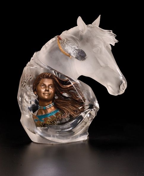 Christopher Pardell Limited Edition Mixed Media Lucite Sculpture:"Running Wind"