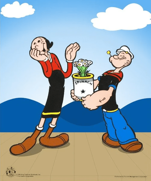 King Features Syndicate with a Color Giclée Background Limited Edition Deluxe Sericel: "Popeye Spinach"