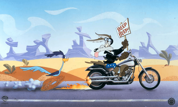 Kirk Mueller Hand-Painted Limited Edition Cel:"The Deuce You Say: Harley Davidson"
