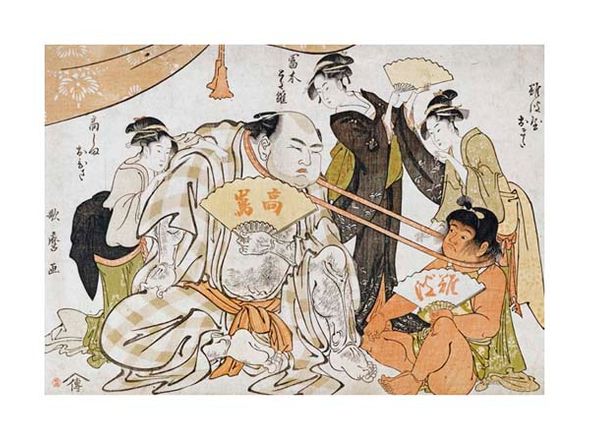 Kitagawa Utamaro Fine Art Open Edition Gicl&eacute;e:"A Game of Neck Pull (Kubippiki)"