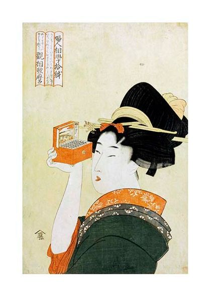 Kitagawa Utamaro Fine Art Open Edition Gicl&eacute;e:"A Young Girl Looking Through a Nozoki Megane"