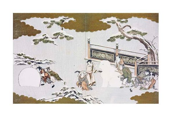Kitagawa Utamaro Fine Art Open Edition Gicl&eacute;e:"Children Making a Snow Shishi"