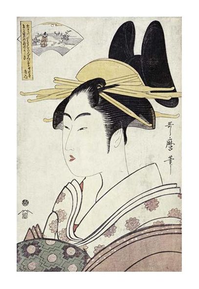 Kitagawa Utamaro Fine Art Open Edition Gicl&eacute;e:"Courtesan Representing the Hagi"