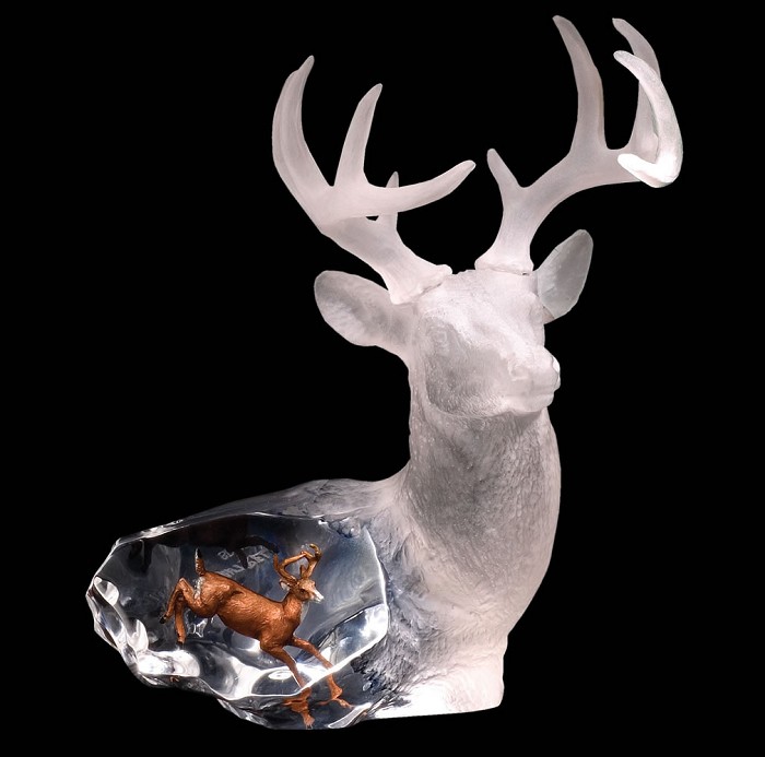 Kitty Cantrell Limited Edition Mixed Media Lucite Deer Sculpture:"Majestic Spirit"