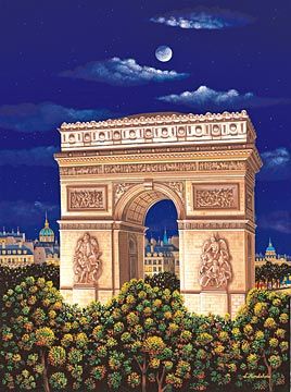 Kondakova Handsigned and Numbered Limited Edition :Serigraph on Gesso Board:"Arc de Triomphe (Toujours Paris! Suite)"