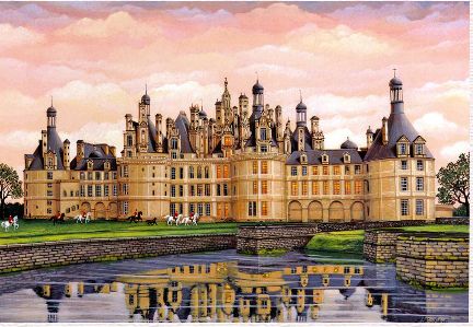 Kondakova Handsigned and Numbered Limited Edition :Serigraph on Koji Japon Paper:"Chambord (Chateaux Suite)"