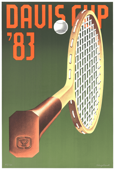 Konrad Klapheck Rare Vintage Artist Signed Lithograph: "Davis Cup"