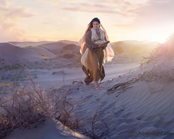 Kristi Linton Fine Art Canvas Giclee: "Gathering Manna"