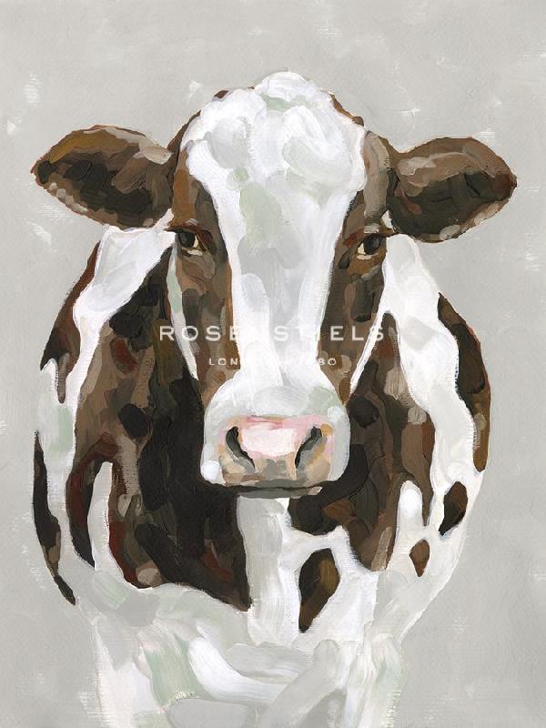 Kristine Hegre 30 x 40 in. Open Giclee Canvas:"Farmyard Friends - Cow"