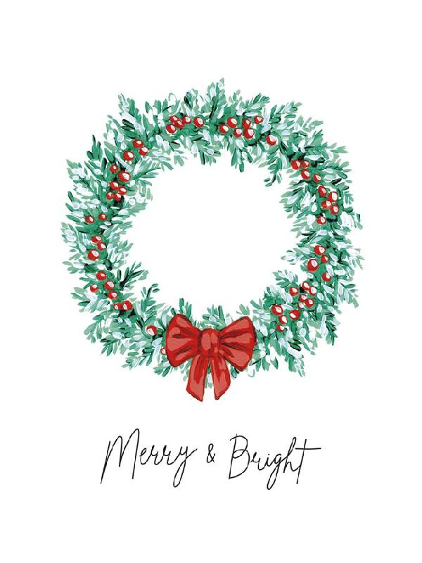 Kristine Hegre 30 x 40 in. Open Giclee Canvas:"Festive Cheer - Wreath"
