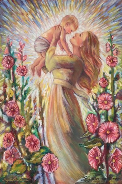 Krystal Meldrum Fine Art Canvas Giclee: "Hollyhocks of Hope"