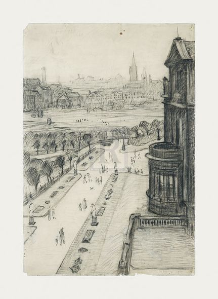 L.S. Lowry Hand Numbered Limited Edition Print on Paper :"A View From The Window Of The Royal Technical College, Looking Towards Manchester, 1924"