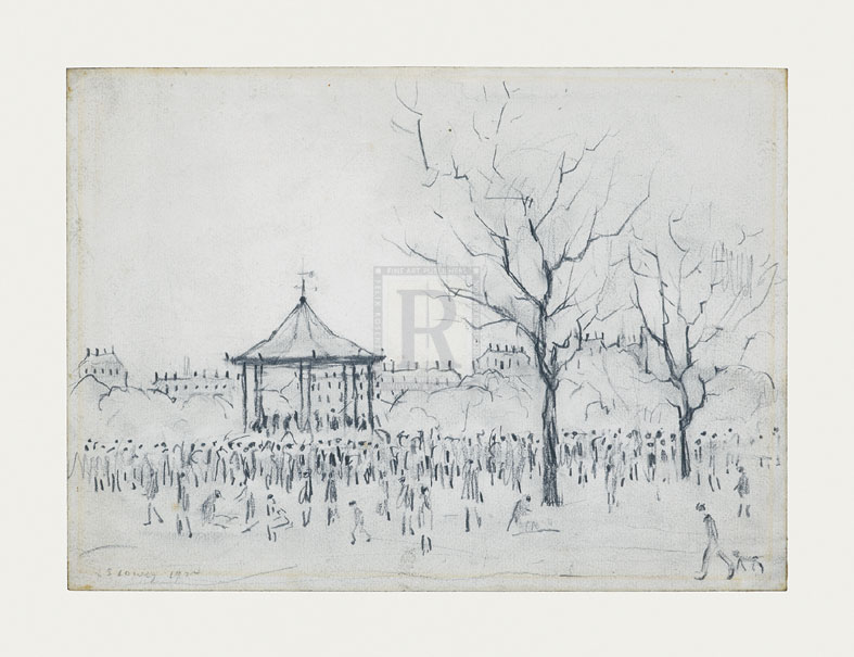 L.S. Lowry Hand Numbered Limited Edition Print on Paper :"Bandstand, Peel Park, Salford, 1924"