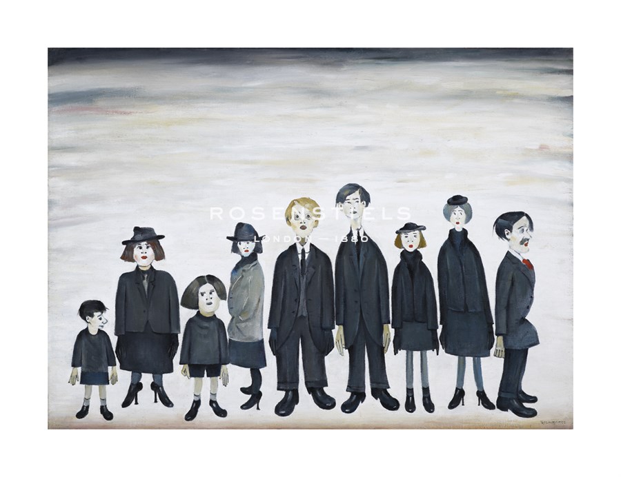 L.S. Lowry Hand Numbered Limited Edition Print on Paper :"The Funeral Party, 1953"
