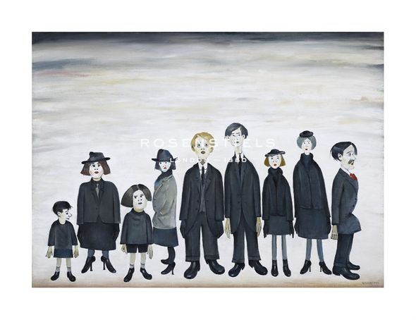 L.S. Lowry Hand Numbered Limited Edition Print on Paper :"The Funeral Party, 1953"