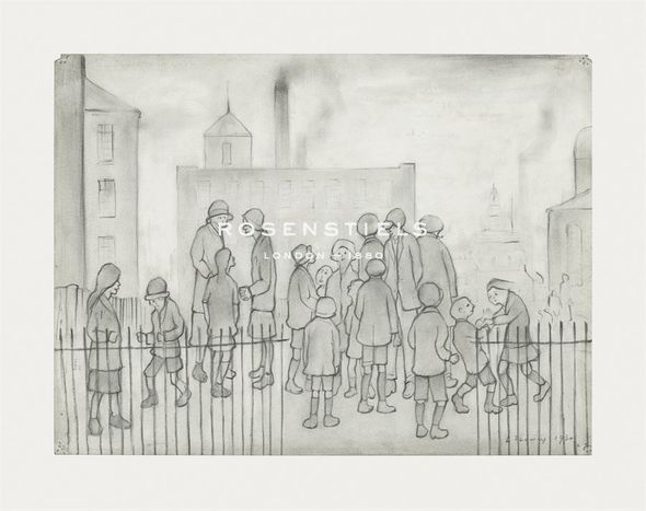 L.S. Lowry Hand Numbered Limited Edition Print on Paper :"Waiting For The Newspapers, 1930"