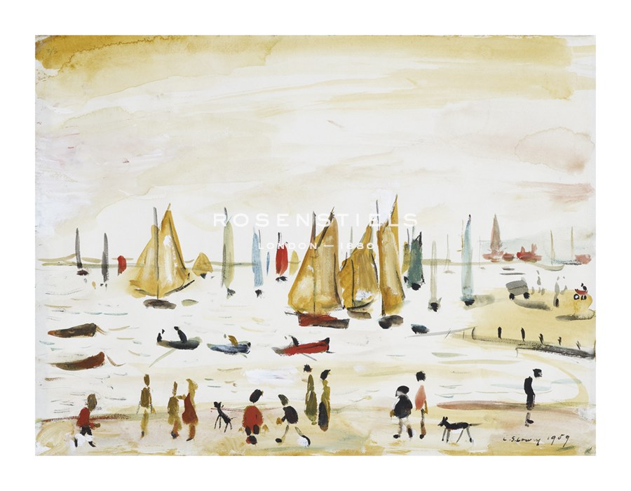 L.S. Lowry Hand Numbered Limited Edition Print on Paper :"Yachts, 1959"