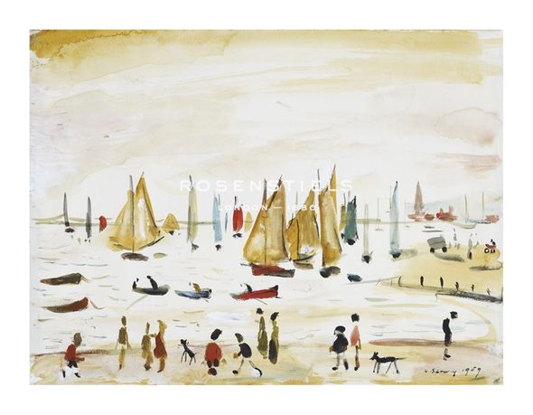 L.S. Lowry Hand Numbered Limited Edition Print on Paper :"Yachts, 1959"