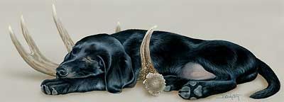 Larry Beckstein Handsigned and Numbered Limited Edition Print:"Rack 'Em Up-Black Lab"
