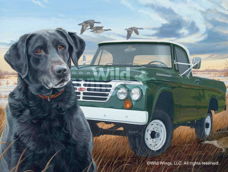 Larry Beckstein Open Edition Framed Print: "Old Dependable-Black Lab"
