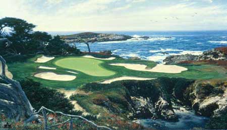 LARRY DYKE 18X36 Secondary Market Art: "15TH @ CYPRESS POINT"