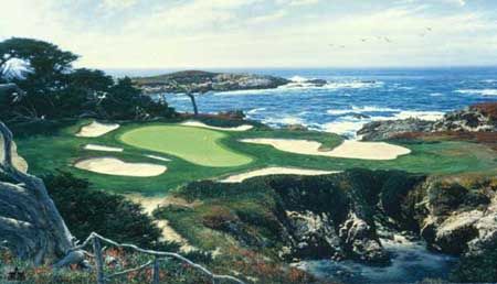 LARRY DYKE 18X36 Secondary Market Art: "15TH @ CYPRESS POINT"