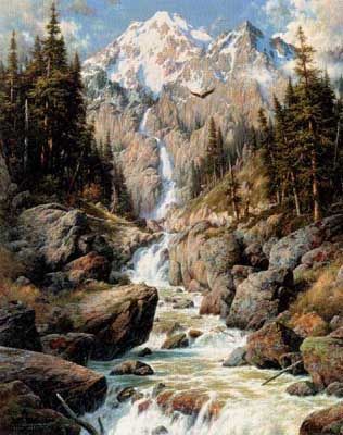 LARRY DYKE 31X25 Secondary Market Art: "MAJESTIC CASCADE"