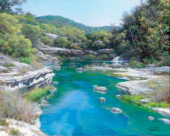 Larry Dyke Hand Signed and Numbered Limited Edition Giclee: "Emerald Stream"