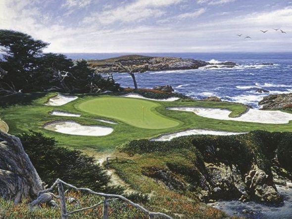 Larry Dyke Handsigned and Numbered Limited Edition Canvas:"The 15th at Cypress"