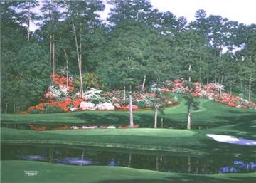 Larry Dyke Handsigned and Numbered Limted Edition Print:"The 15th at Augusta"