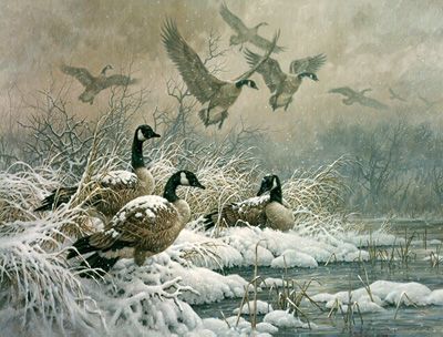 LARRY FANNING 30X22 Secondary Market Art: "WINTER RETREAT"
