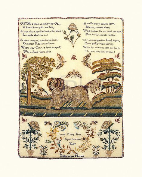 Laura Dunn Hand Numbered Limited Edition Print on Paper :"Sampler with Spaniel"