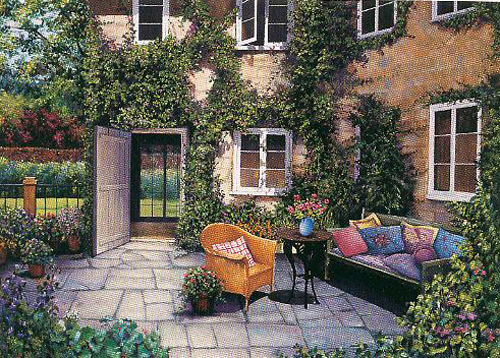 Laurie Brussel Limited Edition Gicle´e on Paper: "Courtyard Garden on Paper"