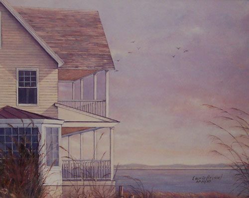 Laurie Brussel Limited Edition Giclee on Canvas Hand EMbellished by the Artist: "Daybreak on the Sound on Canvas"