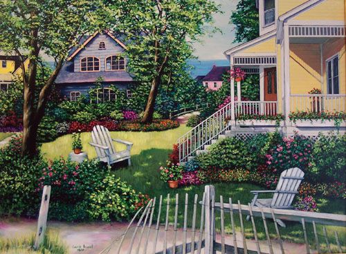 Laurie Brussel Limited Edition Giclee on Canvas Hand EMbellished by the Artist: "Island Retreat on Canvas"
