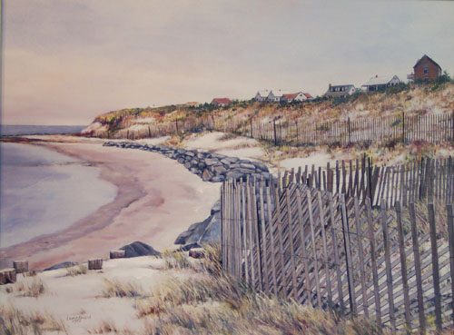 Laurie Brussel Limited Edition Giclee on Canvas Hand Embellished by the Artist: "Rocks on the Water on Canvas"