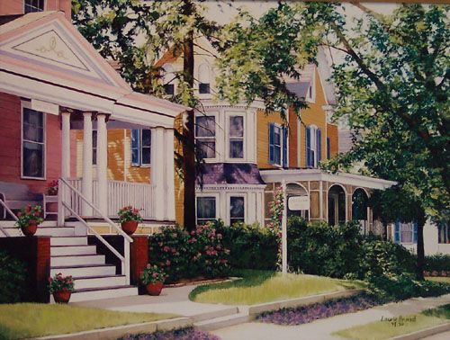 Laurie Brussel Limited Edition Giclee on Canvas Hand EMbellished by the Artist: "Street of Memories on Canvas"