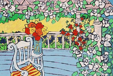Laurie Zeszut Limited Edition Serigraph on Paper: " On the Porch "