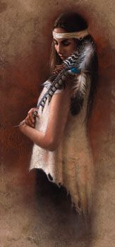 Lee Bogle Handsigned and Numbered Limited Edition Giclee on Canvas:"Cherokee Princess"