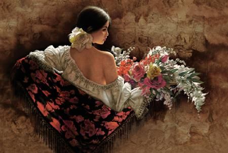 Lee Bogle Handsigned & Numbered Limited Edition Canvas Giclee:"Flores de la Elegancia"