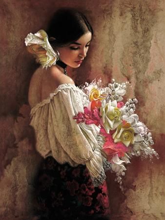 Lee Bogle Handsigned & Numbered Limited Edition Enhnced Canvas Giclee:"In the Garden"