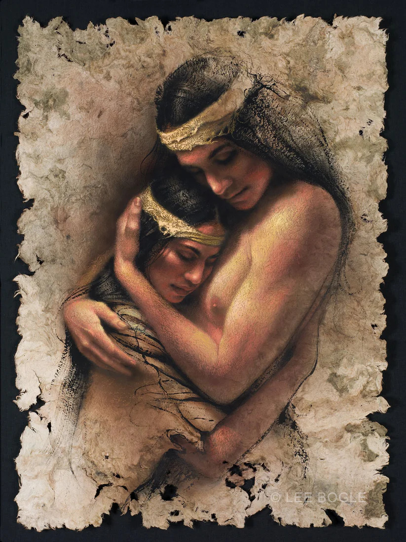 Lee Bogle Hand Signed and Numbered Limited Edition Canvas Giclee:"The Embrace"